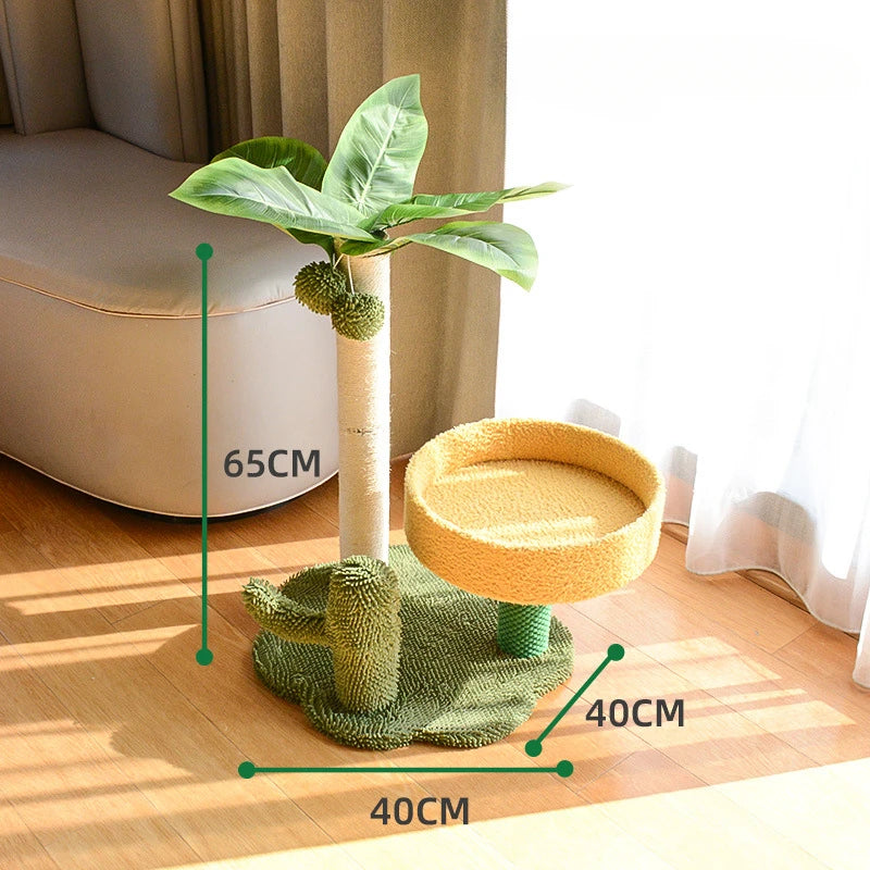 Sisal Rope Cat Climbing Tree with Condo and Perches Space-Saving Cat Tree for Small Apartments Durable Stable Cat Tower Pet Toys