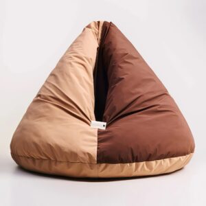 Cushion Beanbag Pet Bed in Brown - Semi-Enclosed Cat Burrow Bed and Calming Dog Bed - Pets Station