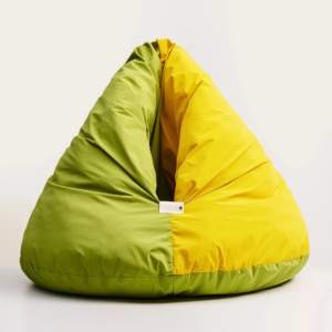 Cushion Beanbag Pet Bed in Green and Yellow - Semi-Enclosed Cat Burrow Bed and Calming Dog Bed - Pets Station