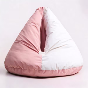 Cushion Beanbag Pet Bed in Pink and White - Semi-Enclosed Cat Burrow Bed and Calming Dog Bed - Pets Station